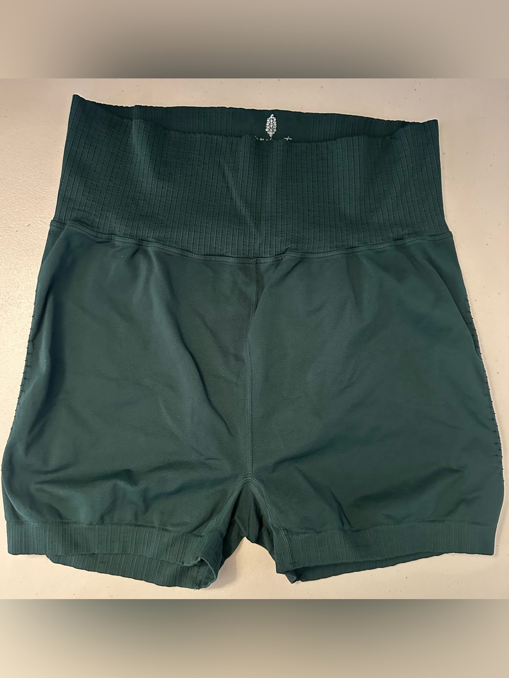 Free People Forest Green Ribbed High-Waist Bike Shorts Size XL